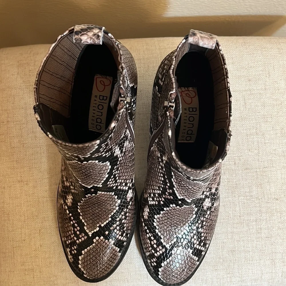 BLONDO Nao Snake Print Ankle Bootie
